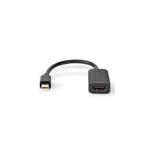 Nedis Mini DisplayPort-Kabel - DisplayPort 1.4 - Mini-DisplayPort Male - HDMI Output - 48 Gbps - Vernikkeld - 0.20 m - Rond - PVC - Zwart - Polybag - 5412810322367