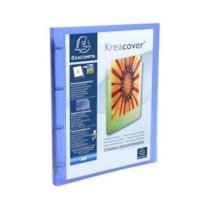 Exacompta Exaclair Personaliseerbare ringmap Kreacover 4 ringen, transparant blauw - blauw Synthetisch materiaal 51962E