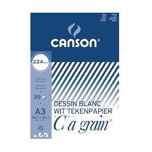 Canson tekenblok C à grain 224 g/m², ft 29,7 x 42 cm (A3) - wit 3148950271389