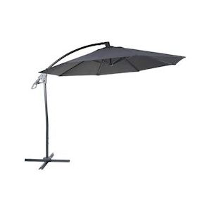 Mendler Luxe zweefparasol HWC-D14, parasol, rond Ø 3m polyester aluminium/staal 14kg ~ antraciet zonder voet - grijs Textiel 39000