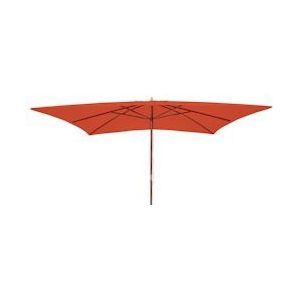 Mendler Parasol Florida, tuinparasol marktparasol, 3x4m polyester/hout 6kg ~ terracotta - oranje Massief hout 65602