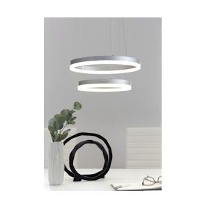 SalesFever hanglamp rond Ø 38 cm | 2-lamp | inclusief LED ringen | metaal met acryl | B 38 x D 38 x H 150 cm | wit-chroom - wit Metaal 393970