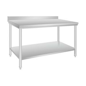 METRO Professional Werktafel GWTS4147B, roestvrij staal, 140 x 70 x 85 cm, met achterwand - Roestvrij staal GWT2147B