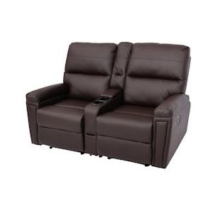 Mendler 2-zits bioscoopfauteuil HWC-K17, relaxfauteuil TV fauteuil bank, Nosa vering bekerhouder compartiment ~ kunstleer bruin - bruin Synthetisch materiaal 89369+89370+89371