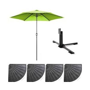 Oviala Business 3m rechte parasol met 4 verzwaarde groene aluminium platen - Oviala - groen 107266