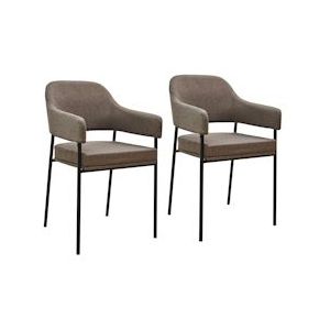 SVITA SCARLETT set van 2 eetkamerstoelen fauteuil gestoffeerde stoel stof bruin - bruin 92191