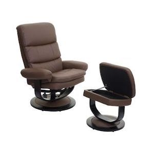 Mendler Relaxfauteuil HWC-C16, TV-fauteuil TV-fauteuil met opbergvak ~ kunstleer taupe-bruin - bruin Synthetisch materiaal 74581