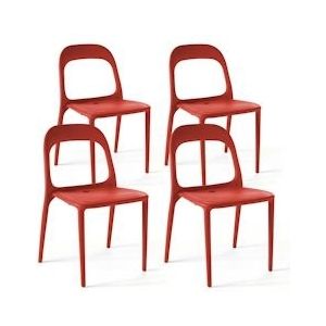 Oviala Business Set van 4 rode plastic stoelen - rood 103529