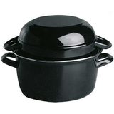 APS - Mosselpan - Ronde Pan - Zwart - 900 ml, Hittebestendig Staal