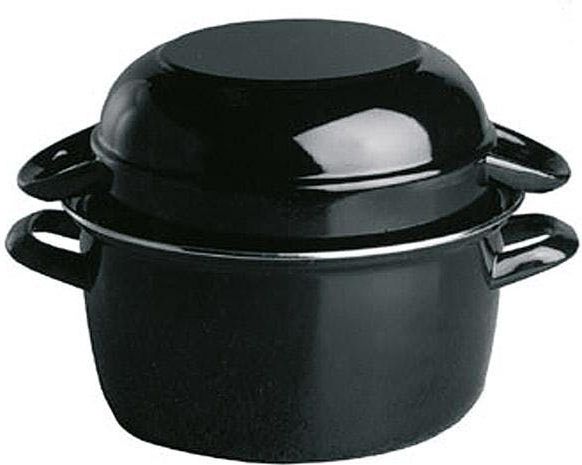 APS - Mosselpan - Ronde Pan - Zwart - 900 ml, Hittebestendig Staal