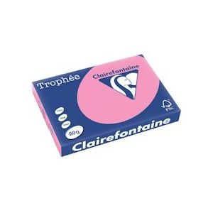Clairefontaine Trophée Pastel, gekleurd papier, A3, 80 g, 500 vel, felroze - 3329680199802