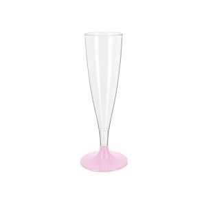 MONOUSO - Herbruikbaar Durable Champagneglazen/flutes 140ml PS roze voet (6 stuks) - 8435771415180