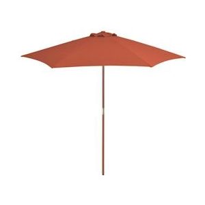 VidaXL Terracotta Parasol Met Houten Paal - 270 cm