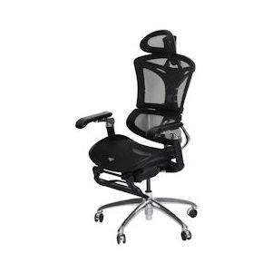 Mendler Bureaustoel HWC-J93b, bureaustoel draaistoel, ergonomisch, lendensteun voetensteun 3D-verstelbare armleuningen zwart - zwart Textiel 104575
