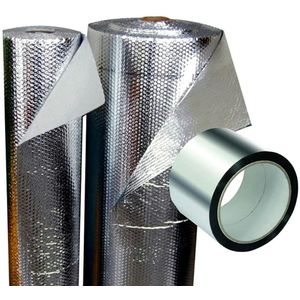 Reflecterende thermische isolatie 100% aluminium en bubbels - Rol 30m² (25m x 1,20m) + Aluminium Tape (45m) - Voor warm en koud: huizen, caravans, - AHM-R25M-A120