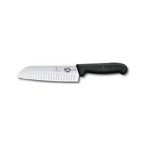 Victorinox Santoku mes Fibrox 17cm, met afgeschuinde rand, anti-slip - zwart Roestvrij staal 5.2523.17