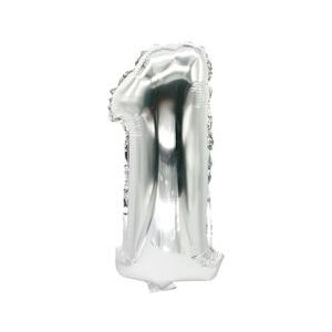 PAPSTAR, Folie ballon 35 cm x 20 cm zilver "1" - zilver Kunststof 4002911768402