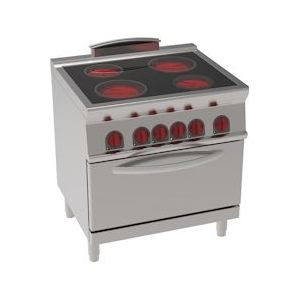Keramische kookplaat 2 warme zones en 1 statische elektrische oven gn 2/1 - 800x700x900 mm - 13300 W 400/3V - 35070617 Eurast - grijs Roestvrij staal 35070617