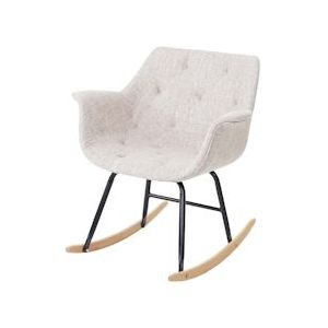 Mendler Malmö T820 schommelstoel, relaxfauteuil ~ textiel, crème/grijs - beige Textiel 53318