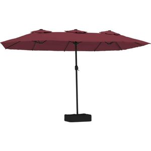 vidaXL Parasol dubbel dak met LED 449x245 cm bordeauxrood - 362957