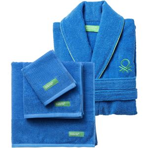Benetton - Badjas L/XL 380 g/m² 100% katoen met set van 3 badhanddoeken 100% katoen blauwe regenboog - blauw PK7827