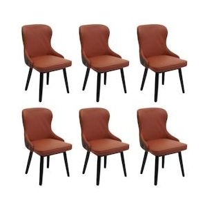Mendler Set van 6 eetkamerstoel HWC-M60, gestoffeerde stoel keukenstoel fauteuil stoel, stof/textiel massief hout ~ terracotta-bruin - rood Textiel 3x104715
