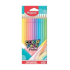 Maped kleurpotlood Color'Peps Pastel, 12 potloden in een kartonnen etui - 444574