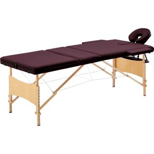 HELLOSHOP26 Opvouwbare massagetafel 3 zones hout paars wijn 02_0001839 - 3000089251536
