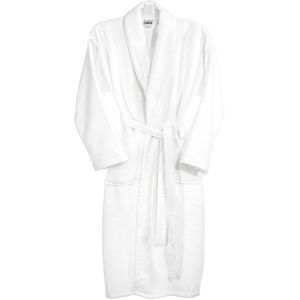 WellHome - L/XL Honingraatbadjas 100% katoen in wit - L/XL wit WH0595