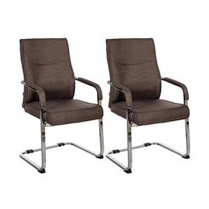 CLP Set van 2 Eetkamerstoelen Hobart stof - bruin - 324484