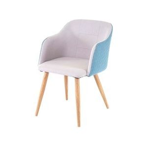 Mendler Eetkamerstoel HWC-D71, stoel keukenstoel, retro design, armleuningen stof/textiel ~ lichtgrijs-turquoise - grijs Textiel 75239