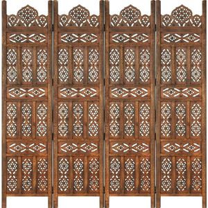 vidaXL 4-delig kamerscherm handgesneden bruin 160×165 cm mangohout - 285325