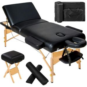 HELLOSHOP26 3-Zone opvouwbare massagetafel kruk roller + zwarte hoes 2008142 - 3000138341300
