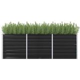 VidaXL Verhoogde Plantenbak 240x80x77 cm - Gegalvaniseerd Staal Antraciet