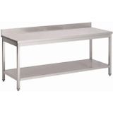 Gastronoble Gastro M werktafel met opstaande rand en plank 100cm lang - 5050984691942