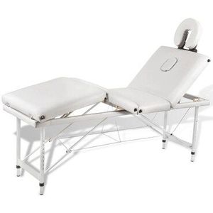 HELLOSHOP26 4-zone opvouwbare massagetafel met crèmewit roestvrijstalen frame 02_0001877 - wit 3000089641535
