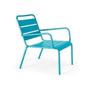 Oviala Business Blauwe stalen fauteuil - blauw Staal 104039