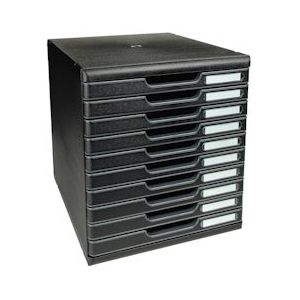 Exacompta 302414D 1x MODULO modulaire ladenbox met 10 gesloten laden voor documenten A4+, Ecoblack, zwart - zwart Synthetisch materiaal 302414D