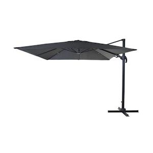 Mendler Zweefparasol HWC-A96, 3x4m (Ø5m) draaibaar, polyester/aluminium 26kg ~ antraciet zonder voet - grijs Textiel 158555