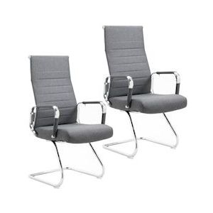 SVITA ELEGANCE COMFORT 2x bezoekersstoel stoffen sledemodel met armleuningen donkergrijs - grijs Polyester 91287