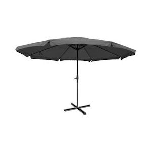 Mendler Parasol Meran Pro, gastronomische marktparasol met kap Ø 5m polyester/aluminium 28kg ~ antraciet zonder voet - grijs Textiel 65184