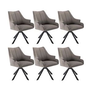 Merax moderne fluwelen stiksel eetkamerstoel set van 6, (set, 6 stuks), 360° draaibaar, met armleuning, woonkamerstoelen, metalen poten, bruin - bruin Multi-materiaal WF319187AAA-6