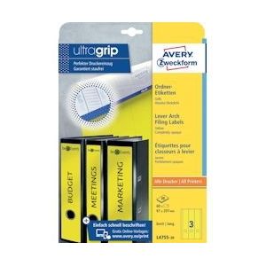 Avery Zweckform L4755-20 ordnerrugetiketten ft 29,7 x 6,1 cm (b x h), 60 etiketten, geel - L4755-20