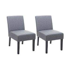 Mendler Set van 2 eetkamerstoelen HWC-F61, lounge stoel, stof/textiel ~ donkergrijs - grijs Textiel 70172
