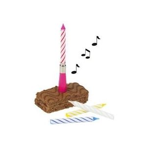 PAPSTAR, Muziekkaars 12 cm assorti kleuren "Happy Birthday" met 3 extra kaarsen - meerkleurig 4002911294208