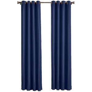 Larson - Luxe effen blackout gordijn - met ringen - 3m x 2.5m - Donkerblauw