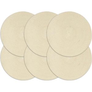 vidaXL Placemats 6 st rond 38 cm katoen natuurlijk - 133843