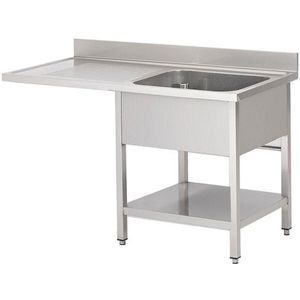 Gastro-Inox spoelbak met 1 bak rechts, ½ onderkast, opstand 1200x700x880mm - 7445908625697