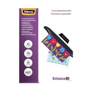 Fellowes lamineerhoes Enhance80 formaat A3, 160 micron (2 x 80 micron), pak van 100 stuks, mat - 5452003