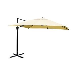Mendler Zweefparasol HWC-A96, parasol, 3x4m (Ø5m) polyester/aluminium 26kg ~ crème zonder voet, draaibaar - beige Textiel 134329+122472
